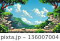 ドット絵フィールド：青空と石壁のステージ 136007004