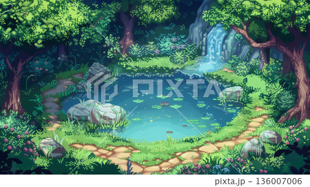 レトロRPG風・泉の洞窟フィールドマップ 136007006