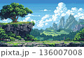 ピクセルアートの森ステージ背景（2Dゲーム） 136007008