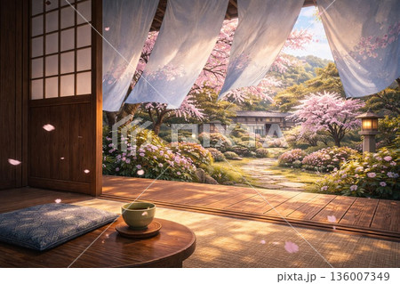 Spring Breeze and Tea 春風と縁側のひととき 136007349