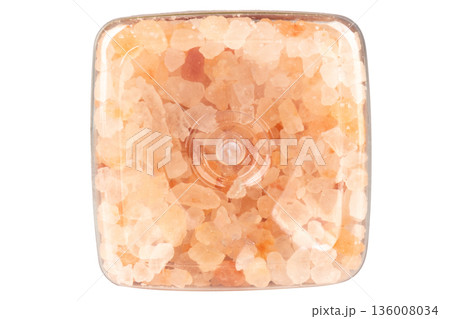 pink salt bottle isolated on white background bottom pink salt bottle isolated on white background bottom 136008034