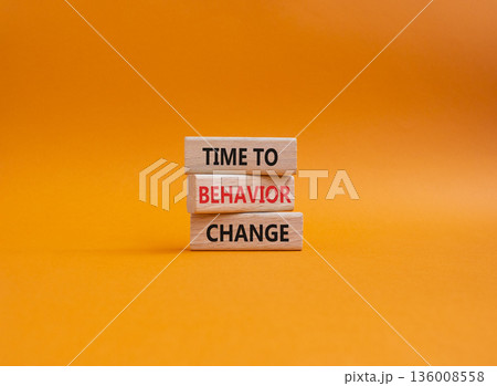Behavior Change symbol. Wooden blocks with...の写真素材 [136008558] - PIXTA