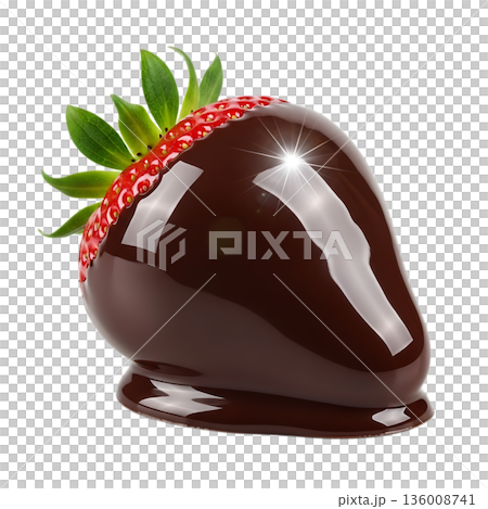 chocolate balls with strawberry in the shape of a heart 136008741