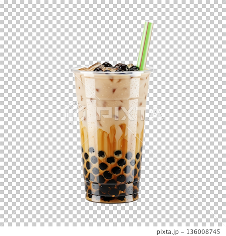 iced coffee in plastic glass 136008745