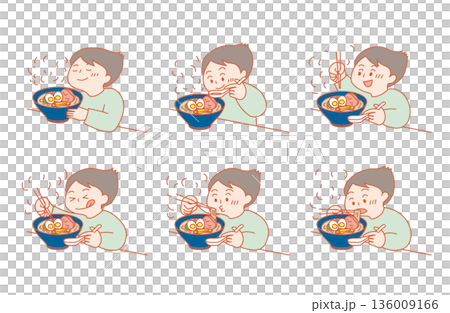 Illustration of a man eating ramen Illustration of a man eating ramen 136009166