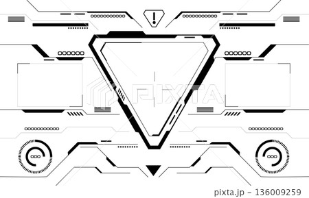 HUD sci-fi interface screen view black circular geometric design virtual futuristic technology creative display on white vector HUD sci-fi interface screen view black circular geometric design virtual futuristic technology creative display on white vector 136009259