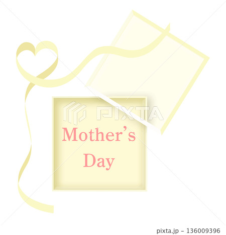 母の日タイトルのフレーム枠　リボン　黄色　ベクター 136009396