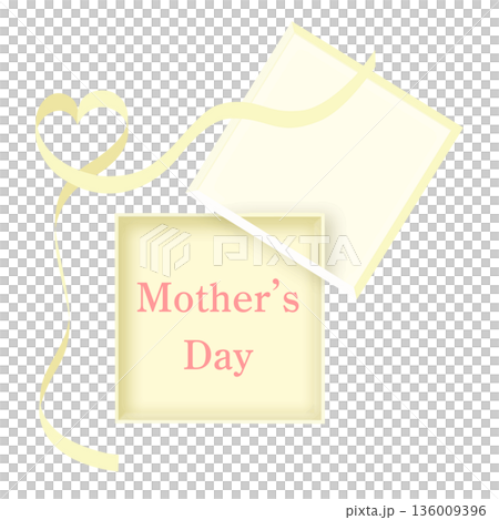 母の日タイトルのフレーム枠　リボン　黄色　ベクター 136009396