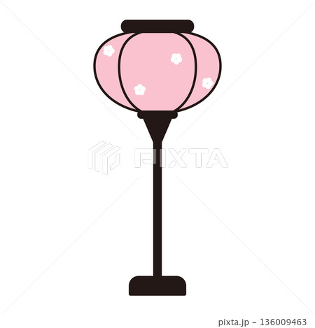 ひな祭りのぼんぼりのイラスト　桃の節句の飾り　シンプルな和風素材 136009463