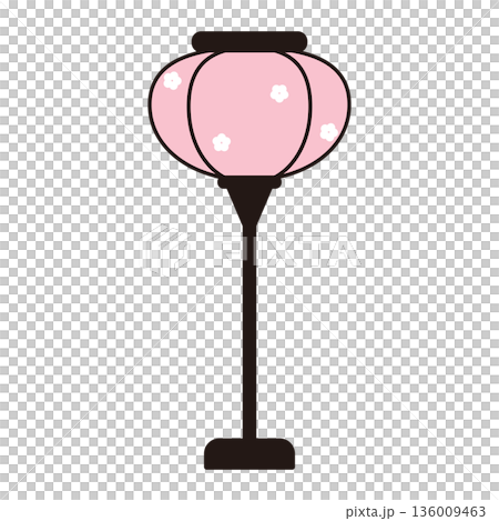 ひな祭りのぼんぼりのイラスト　桃の節句の飾り　シンプルな和風素材 136009463