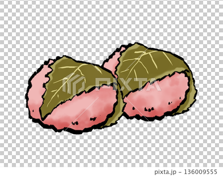 桜餅 のイラスト(和菓子・筆タッチ) 桜餅 のイラスト(和菓子・筆タッチ) 136009555