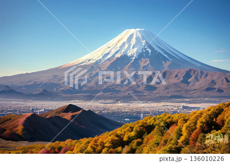 富士山 青空 晴れ 風景 136010226