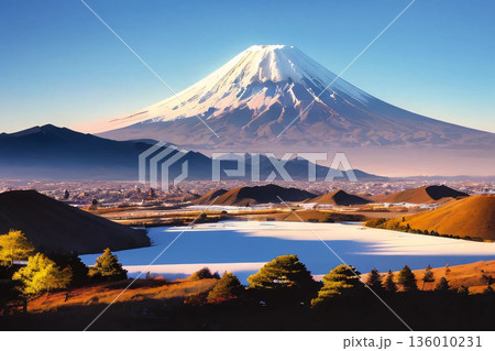 富士山 青空 晴れ 風景 136010231