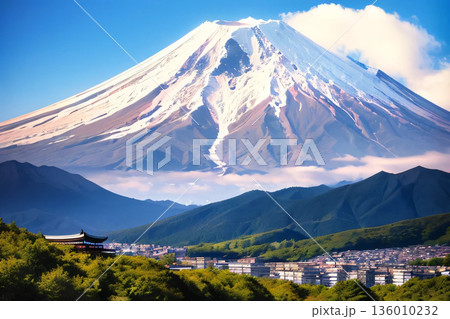 富士山 青空 晴れ 風景 136010232
