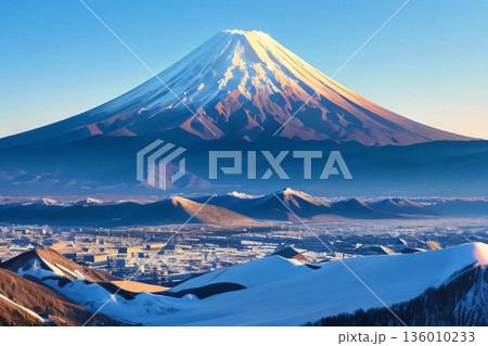 富士山 青空 晴れ 風景 136010233