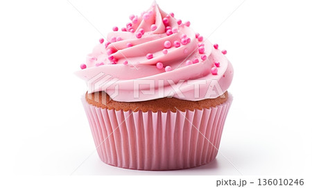 cupcake with pink frosting 136010246