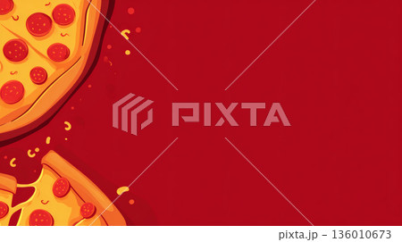 コピースペースのあるピザのイラスト コピースペースのあるピザのイラスト 136010673