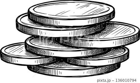 積み重ねられたコイン（積み重ね） 136010794