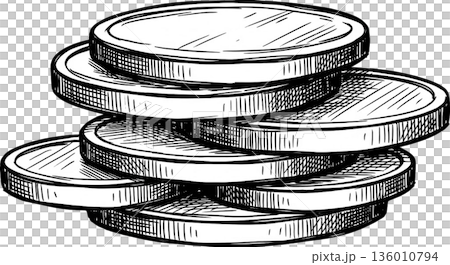 積み重ねられたコイン（積み重ね） 136010794