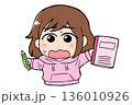 ノートと鉛筆を持って勉強を頑張る女の子(焦り)新生活・学習・応援 136010926