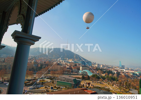 Panorama of old Tbilisi in autumn, winter 136010951