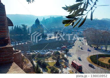 Aerial view on old town of Tbilisi Aerial view on old town of Tbilisi 136010952