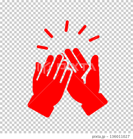 High-five icon (red) to celebrate success and achievements High-five icon (red) to celebrate success and achievements 136011027
