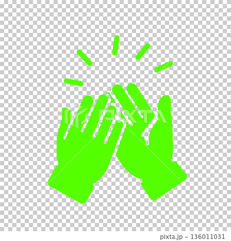 High-five icon (green) to celebrate success and achievements 136011031