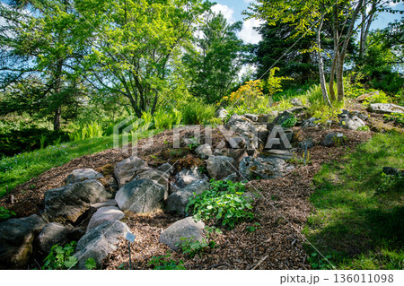 Dry stream in Japanese garden og Begianska tradgarden Dry stream in Japanese garden og Begianska tradgarden 136011098