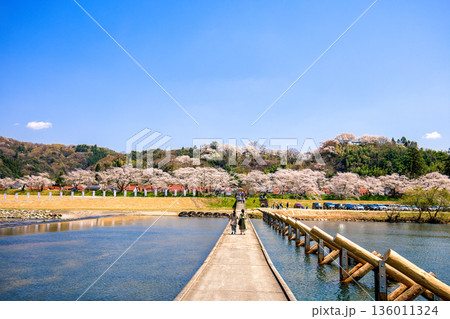 〈島根県〉斐伊川堤防桜並木 沈下橋(潜水橋) 〈島根県〉斐伊川堤防桜並木 沈下橋(潜水橋) 136011324