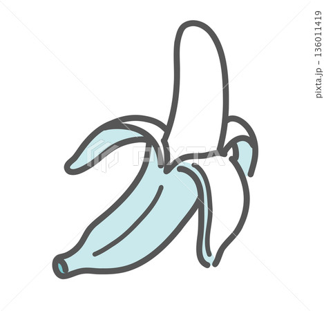 バナナのイラスト（皮をむいた状態/エネルギー補給/間食） 136011419