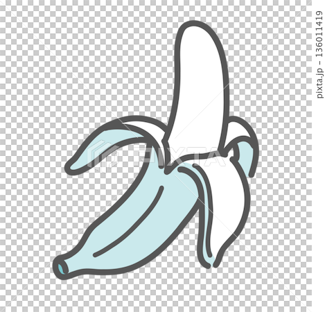 バナナのイラスト（皮をむいた状態/エネルギー補給/間食） 136011419