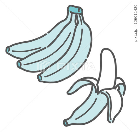 バナナのイラストセット(房と皮むき/エネルギー補給/果物) バナナのイラストセット(房と皮むき/エネルギー補給/果物) 136011420