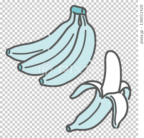 バナナのイラストセット(房と皮むき/エネルギー補給/果物) バナナのイラストセット(房と皮むき/エネルギー補給/果物) 136011420