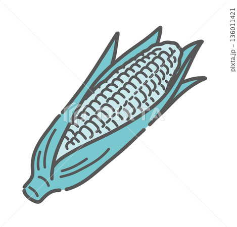 とうもろこしのイラスト（炭水化物/穀物/夏野菜） 136011421