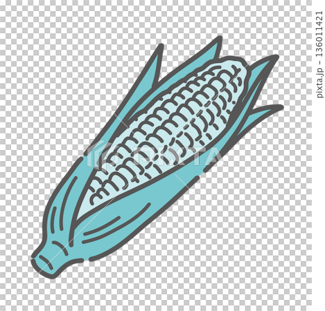 Corn illustration (carbohydrates/grains/summer vegetables) 136011421