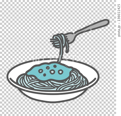 パスタのイラスト（ミートソース/スパゲッティ/炭水化物） 136011425