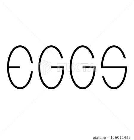 Eggs text creative logo design. Simple minimal abstract vector illustration. Drawing on a white background. 136011435