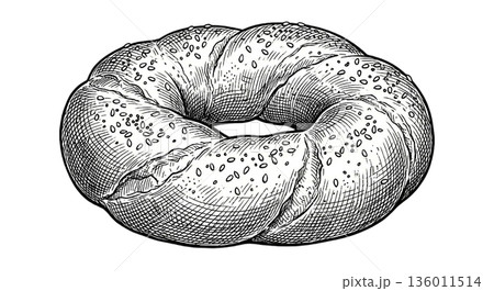 ベーグルの水彩イラスト 136011514
