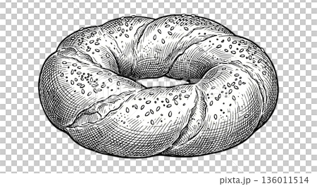 ベーグルの水彩イラスト 136011514