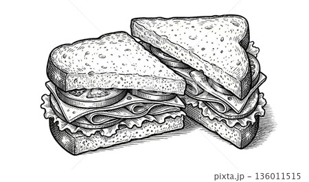 三角サンドイッチのイラスト 136011515