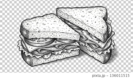三角サンドイッチのイラスト 136011515