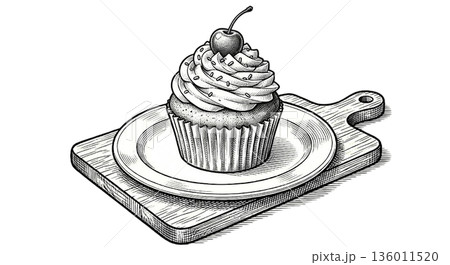 可愛いカップケーキのイラスト 可愛いカップケーキのイラスト 136011520