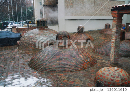 Brick rooftop of sulphur bathhouses Brick rooftop of sulphur bathhouses 136011610