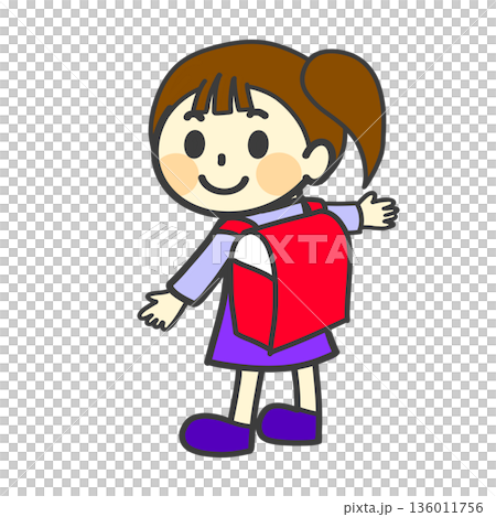 ランドセルを背負った女の子のイラスト ランドセルを背負った女の子のイラスト 136011756