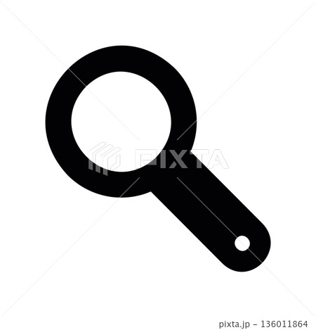 Simple black vector icon with a theme magnifying glass, search 136011864
