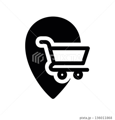 Simple black vector icon with a theme store location 136011868