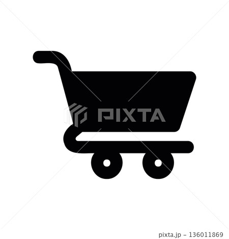Simple black vector icon with a theme shopping cart Simple black vector icon with a theme shopping cart 136011869