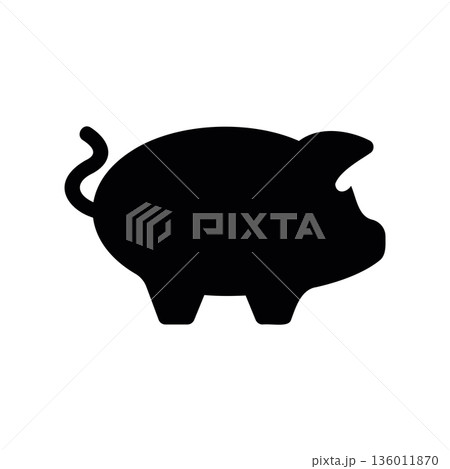 Simple black vector icon with a theme piggy, pig 136011870