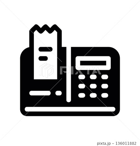 Simple black vector icon with a theme cash register 136011882